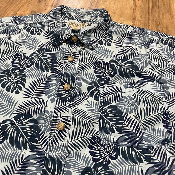 Duluth Trading Short Sleeve Leaf Floral Hawaiian Print Button Shirt Men’s 3XL - Picture 2 of 9